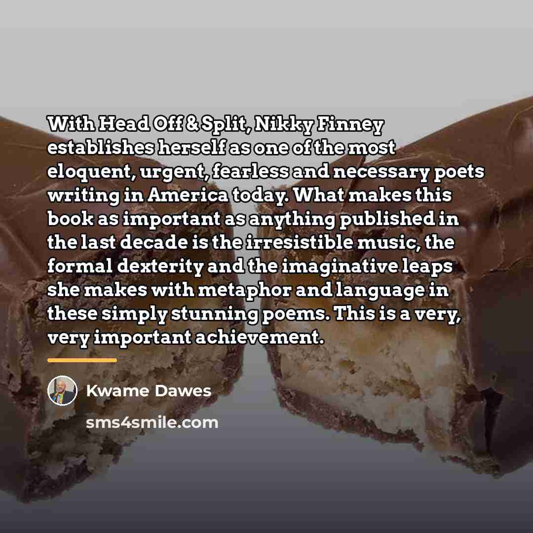“With Head Off & Split, Nikky Finney establishes herself as…” quote by Kwame Dawes