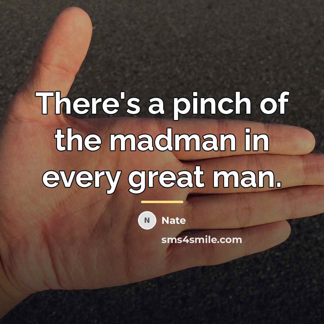 “There's a pinch of the madman in every great man.…” quote by Nate