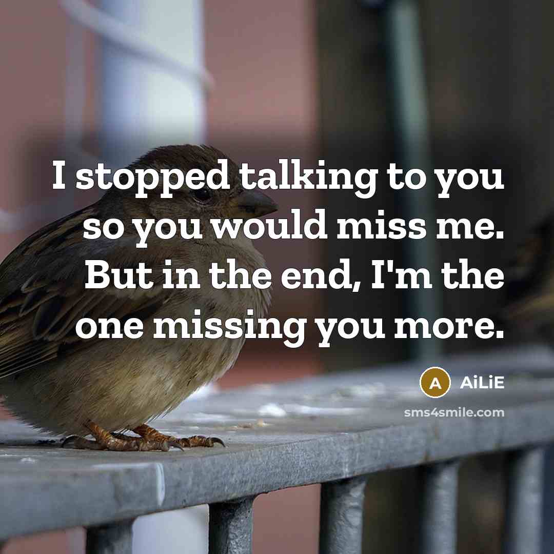 “I stopped talking to you so you would miss me.…” quote by AiLiE