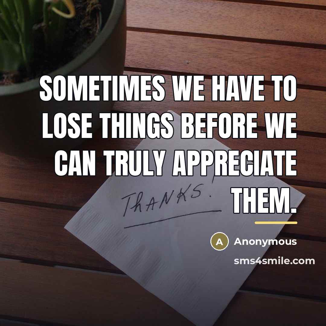“Sometimes we have to lose things before we can truly…” quote by Anonymous