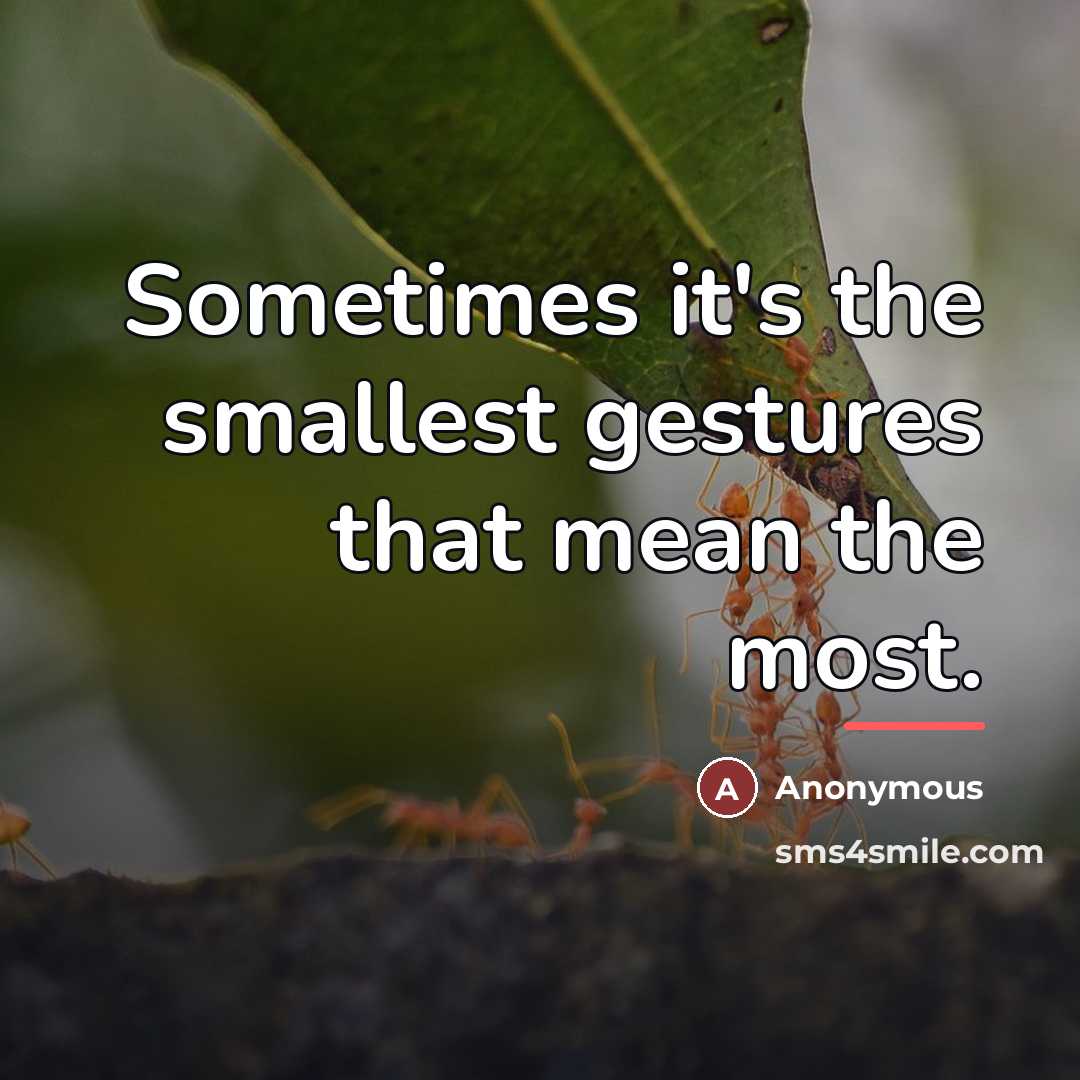 “Sometimes it's the smallest gestures that mean the most.…” quote by Anonymous