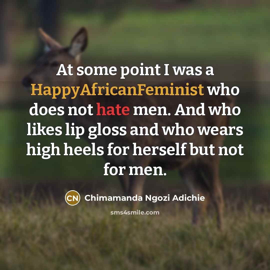 “At some point I was a HappyAfricanFeminist who does not…” quote by Chimamanda Ngozi Adichie