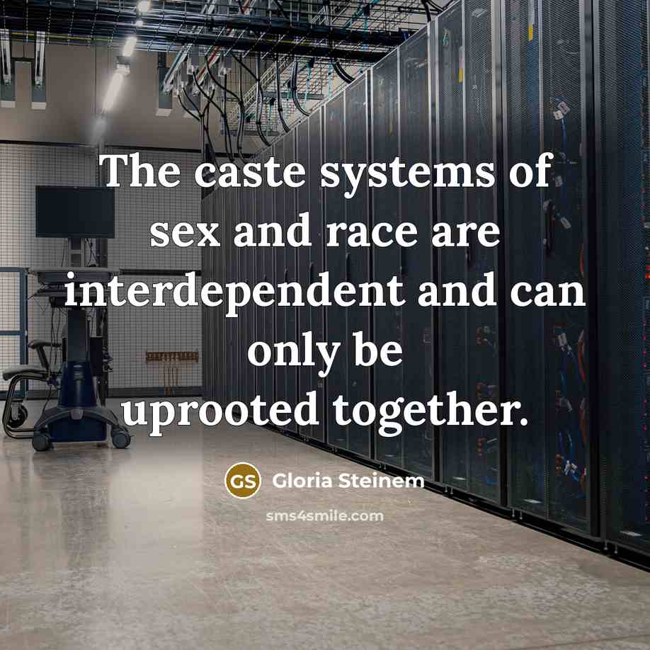 “The caste systems of sex and race are interdependent and…” quote by Gloria Steinem