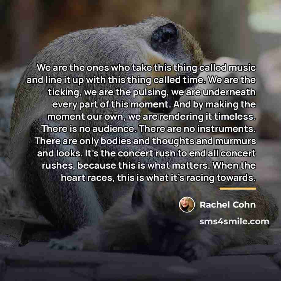 “We are the ones who take this thing called music…” quote by Rachel Cohn