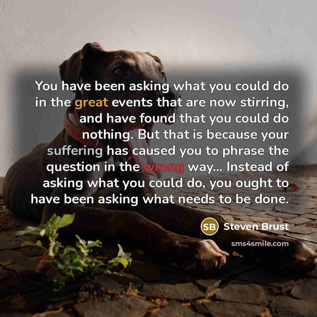 “You have been asking what you could do in the…” quote by Steven Brust