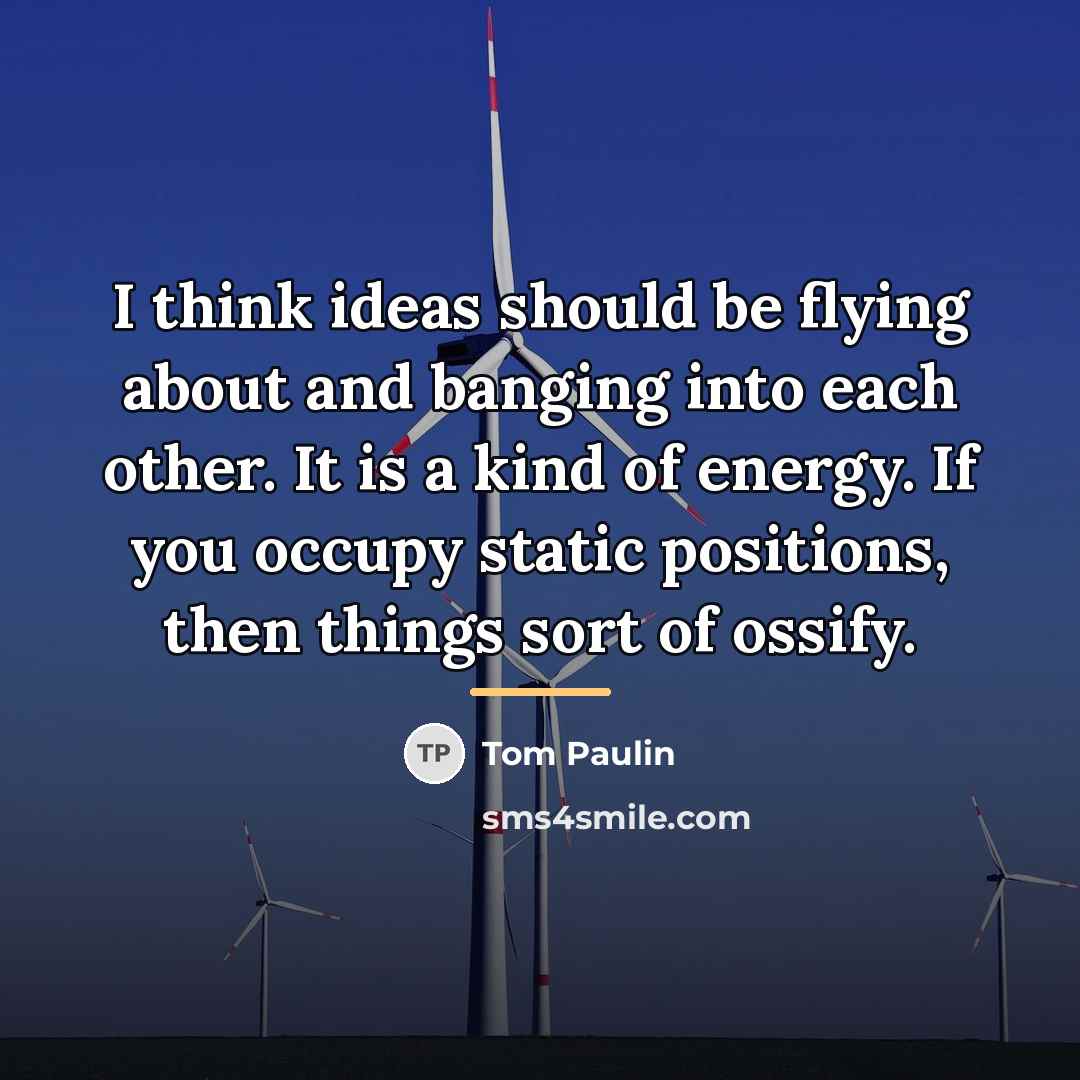 “I think ideas should be flying about and banging into…” quote by Tom Paulin