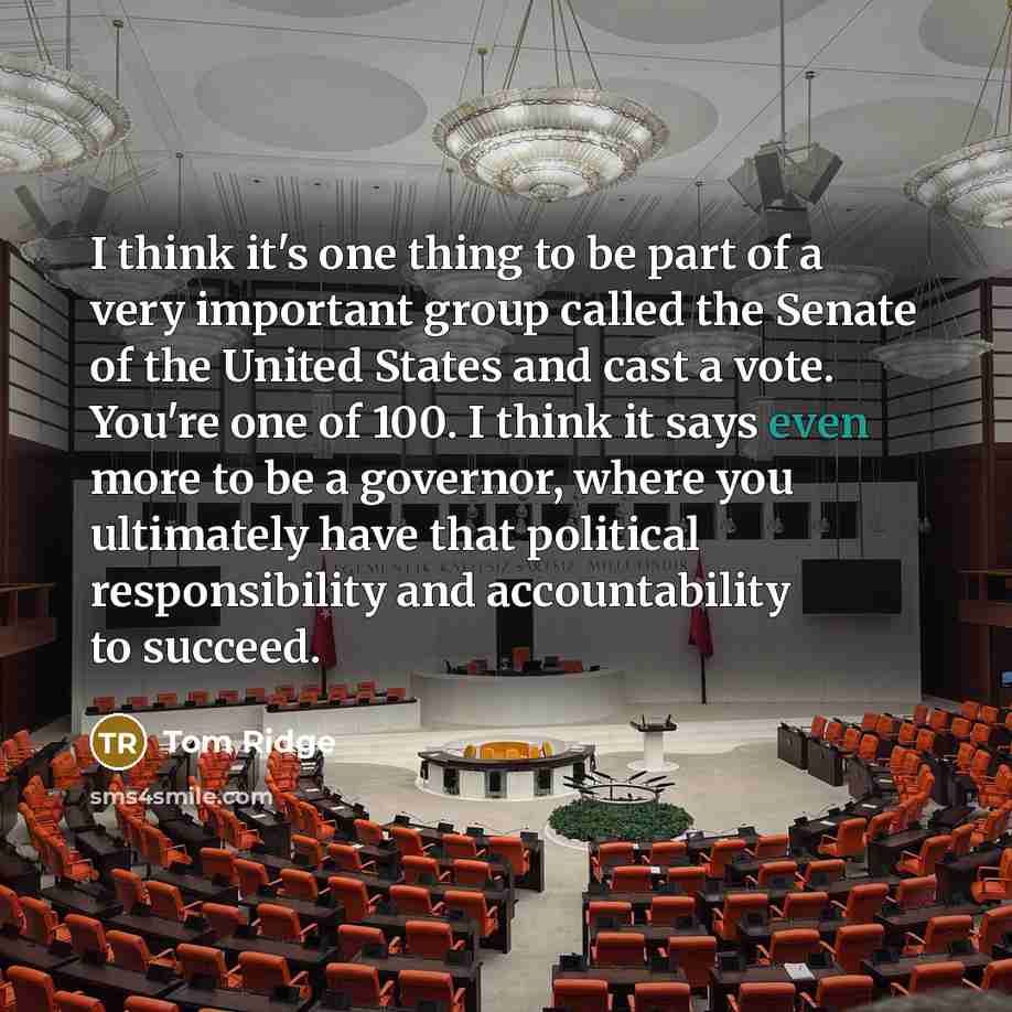 “I think it's one thing to be part of a…” quote by Tom Ridge