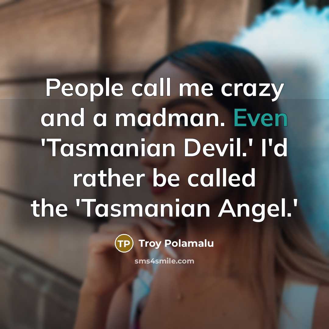 “People call me crazy and a madman. Even 'Tasmanian Devil.'…” quote by Troy Polamalu
