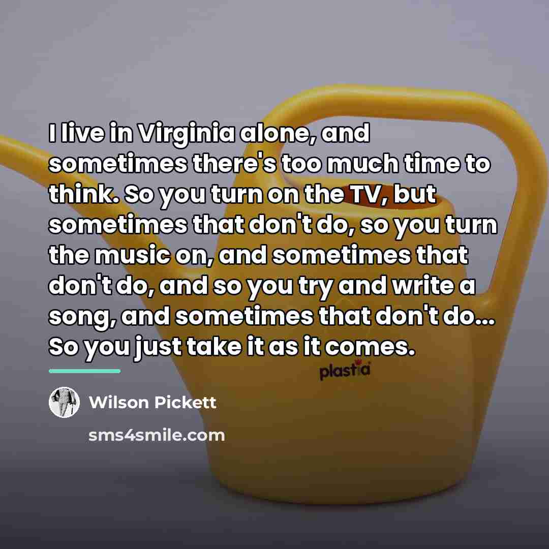 “I live in Virginia alone, and sometimes there's too much…” quote by Wilson Pickett