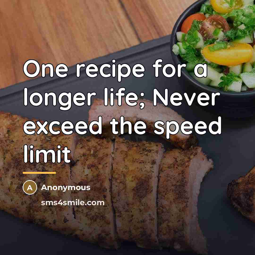 “One recipe for a longer life; Never exceed the speed…” quote by Anonymous