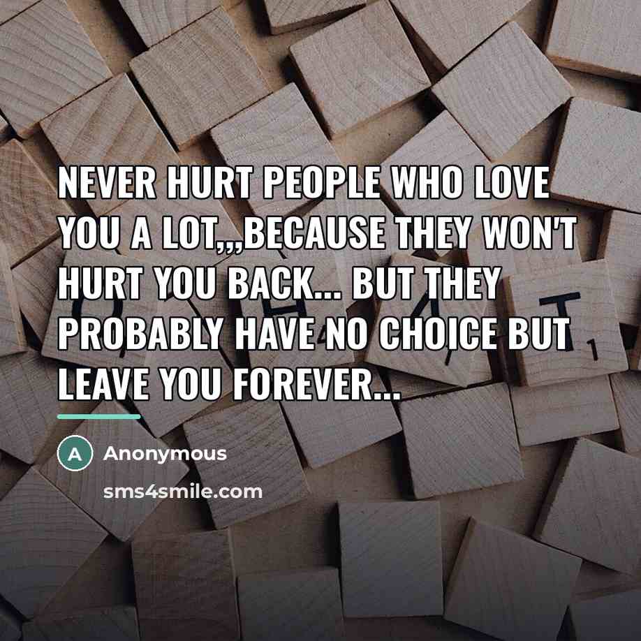 “NEVER HURT people who love you a lot,,,because they won't…” quote by Anonymous