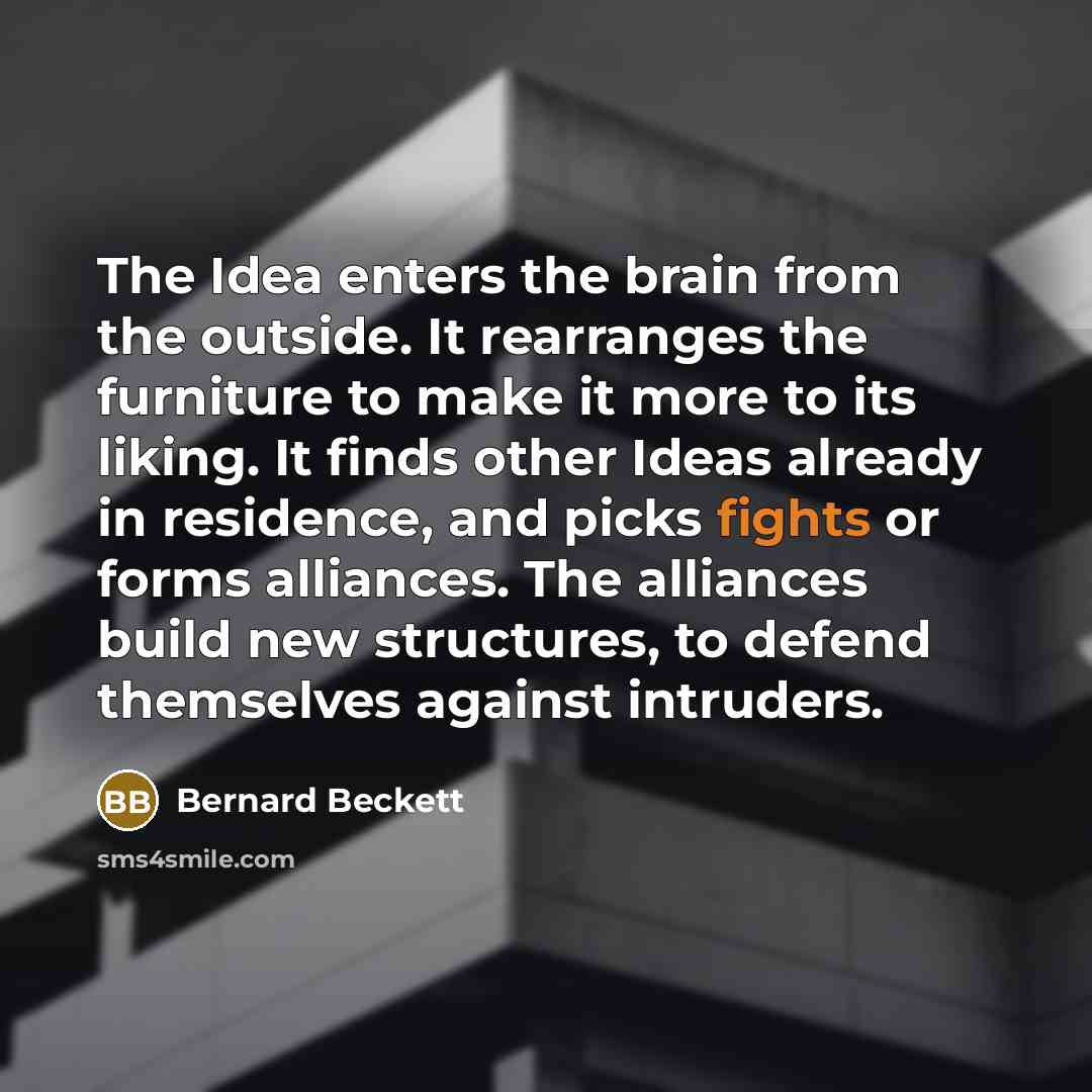 “The Idea enters the brain from the outside. It rearranges…” quote by Bernard Beckett