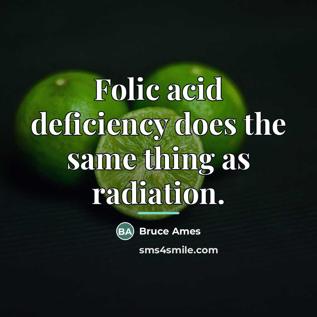 “Folic acid deficiency does the same thing as radiation.…” quote by Bruce Ames