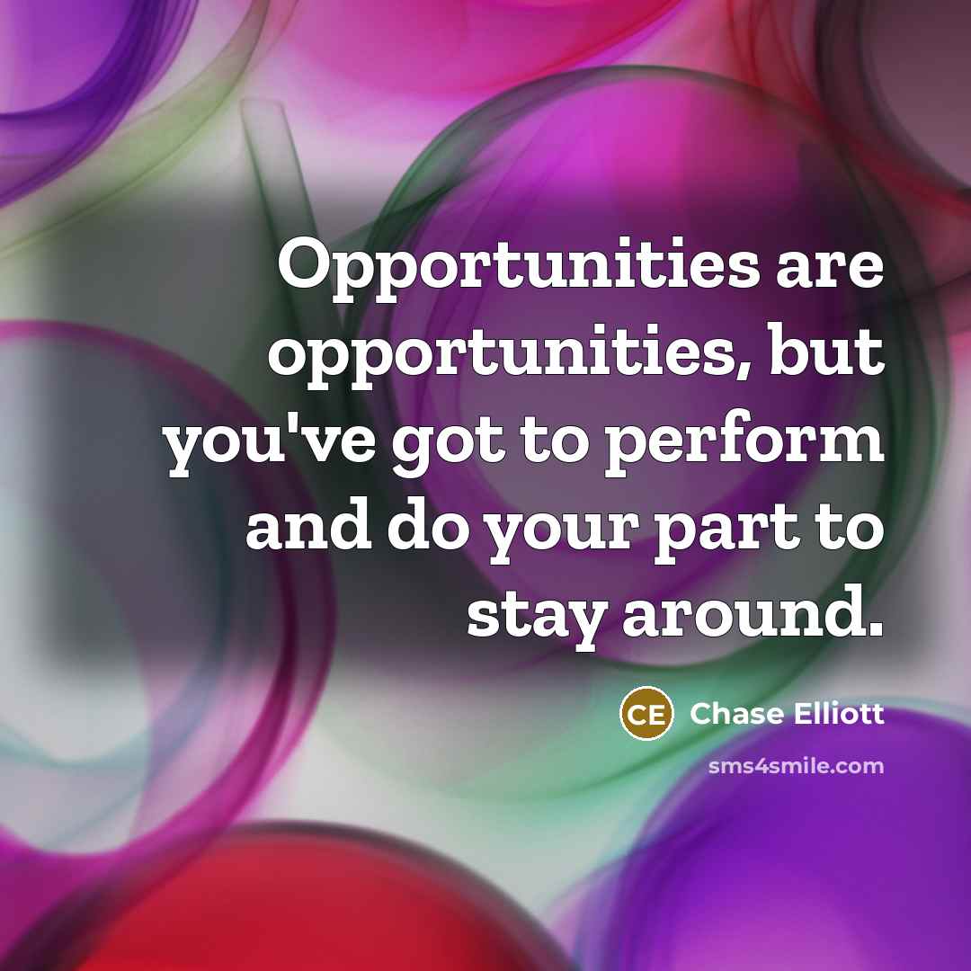 “Opportunities are opportunities, but you've got to perform and do…” quote by Chase Elliott