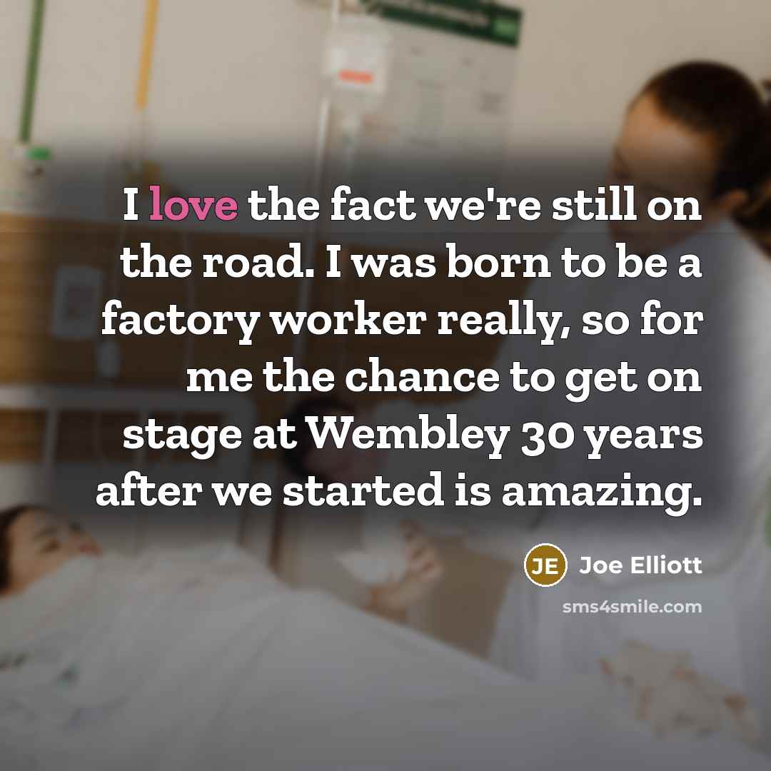 “I love the fact we're still on the road. I…” quote by Joe Elliott