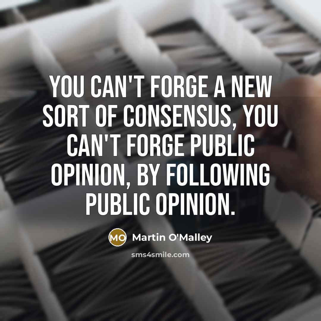 “You can't forge a new sort of consensus, you can't…” quote by Martin O'Malley