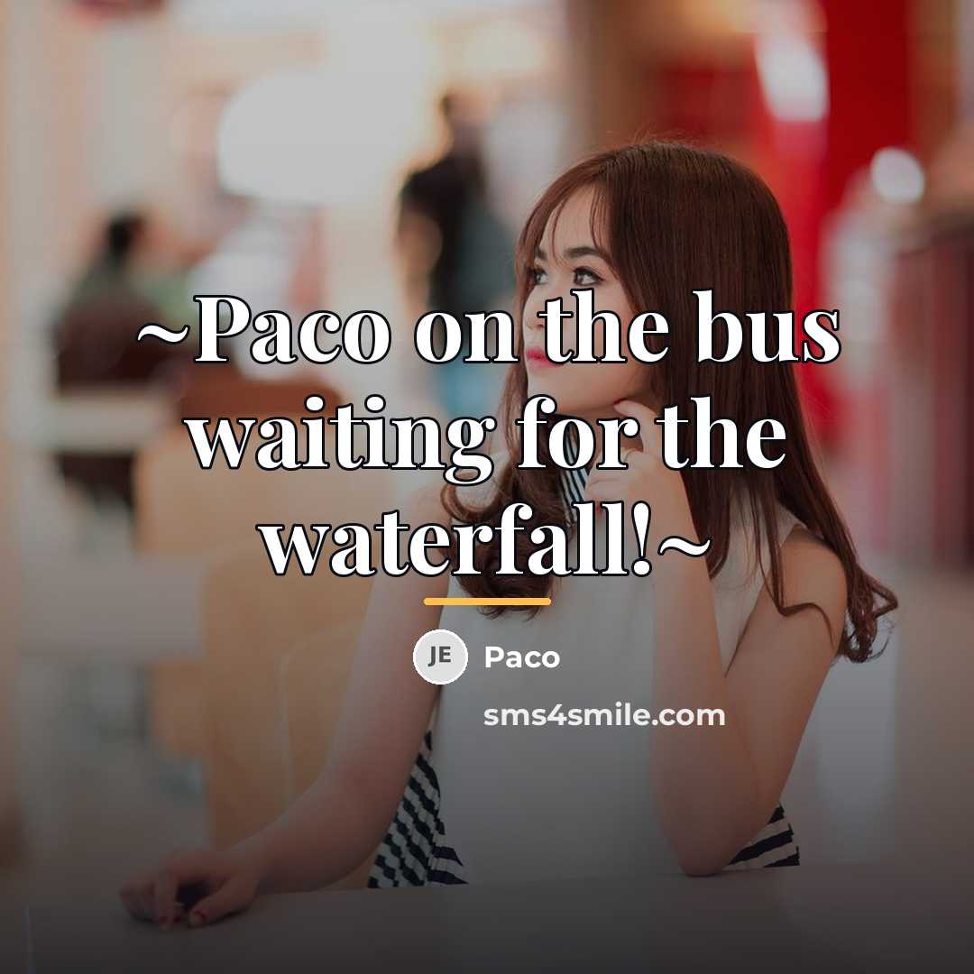 “~Paco on the bus waiting for the waterfall!~…” quote by Paco