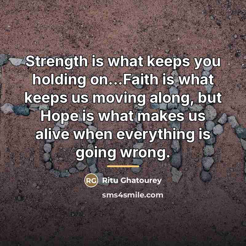“Strength is what keeps you holding on...Faith is what keeps…” quote by Ritu Ghatourey