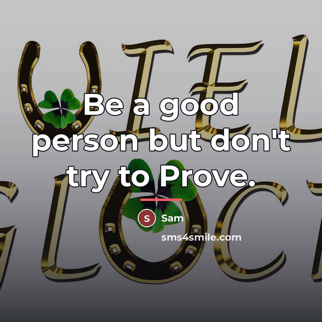 “Be a good person but don't try to Prove.…” quote by sam