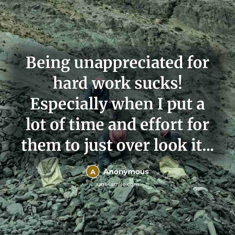 “Being unappreciated for hard work sucks! Especially when I put…” quote by Anonymous