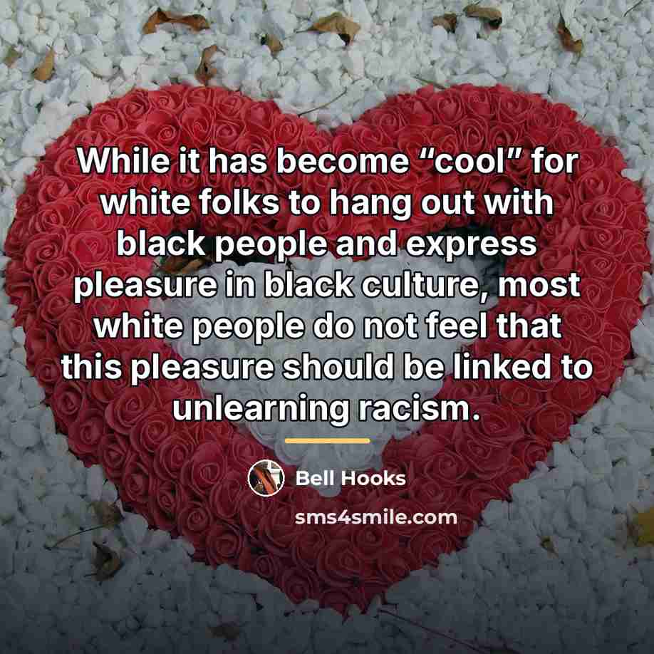 “While it has become “cool” for white folks to hang…” quote by Bell Hooks