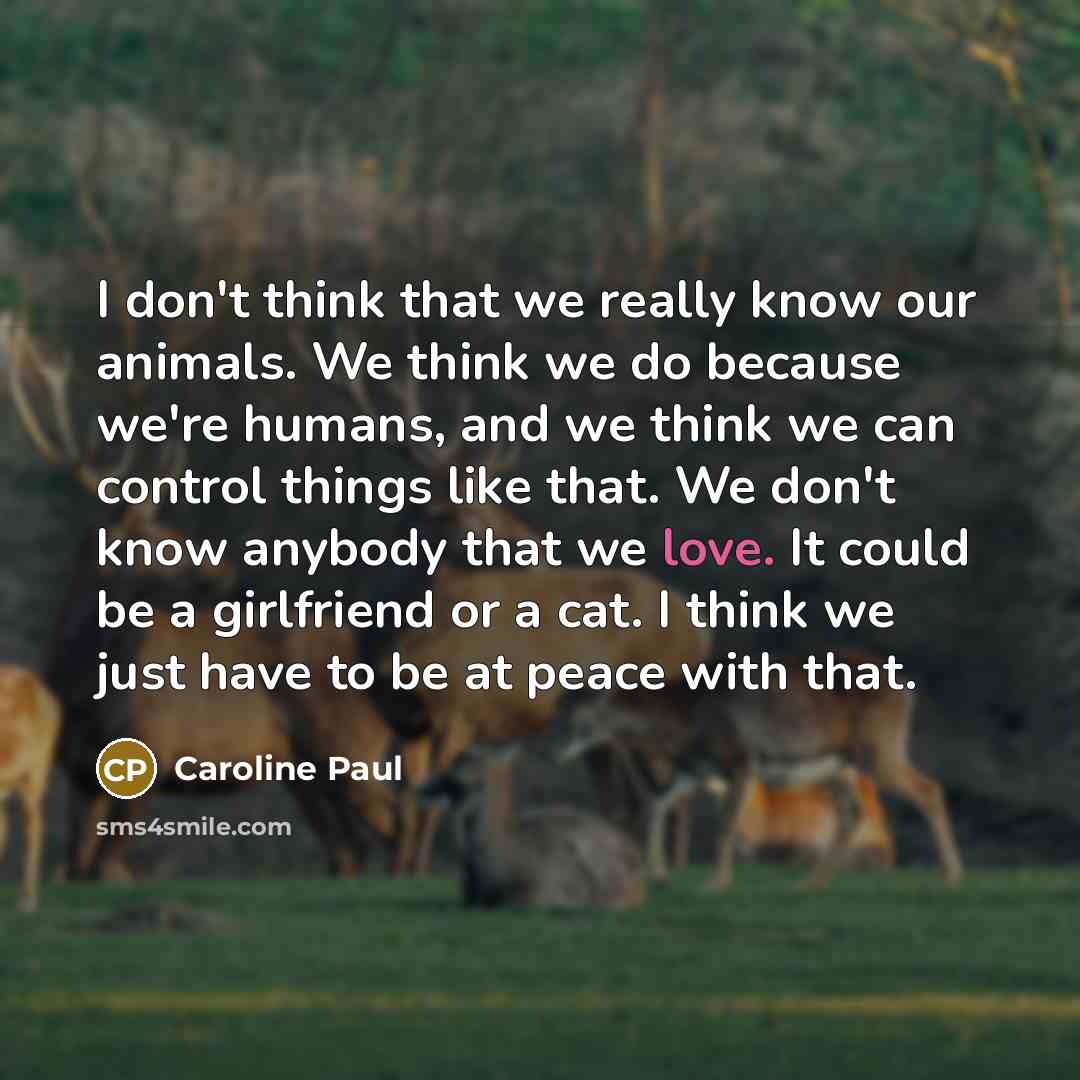 “I don't think that we really know our animals. We…” quote by Caroline Paul