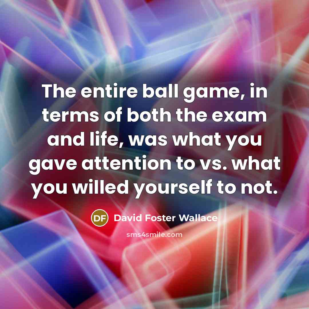 “The entire ball game, in terms of both the exam…” quote by David Foster Wallace