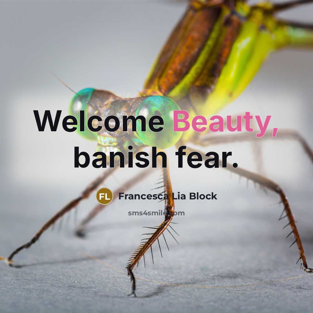 “Welcome Beauty, banish fear.…” quote by Francesca Lia Block