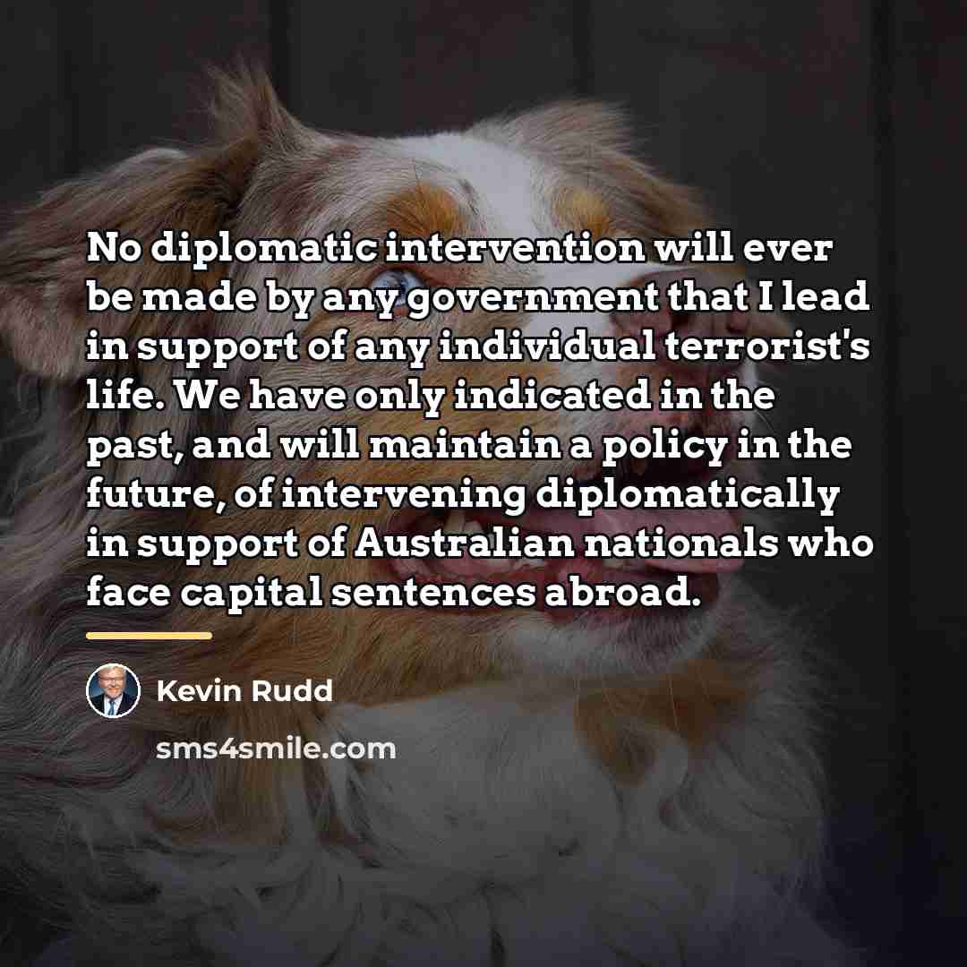 “No diplomatic intervention will ever be made by any government…” quote by Kevin Rudd