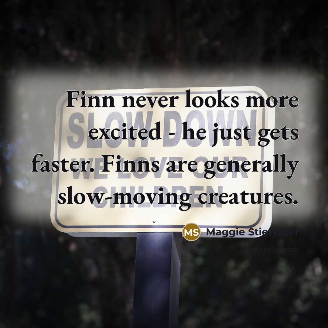 “Finn never looks more excited - he just gets faster.…” quote by Maggie Stiefvater