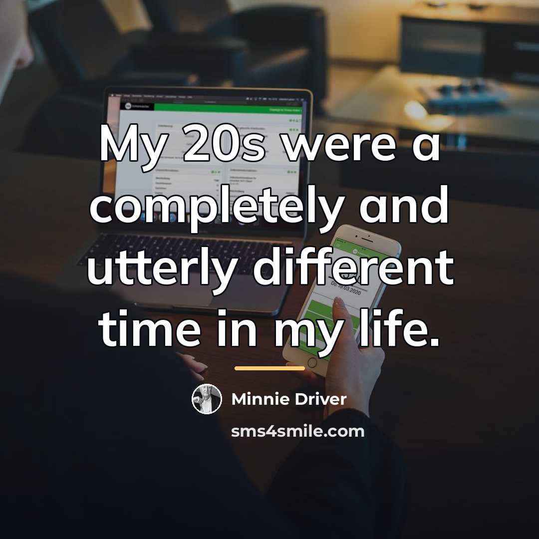 “My 20s were a completely and utterly different time in…” quote by Minnie Driver