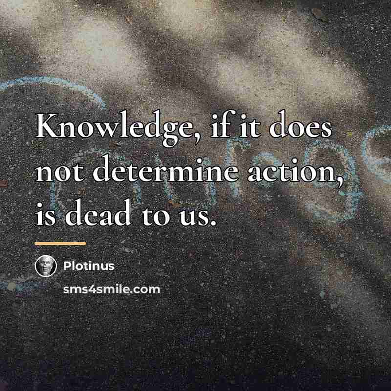 “Knowledge, if it does not determine action, is dead to…” quote by Plotinus