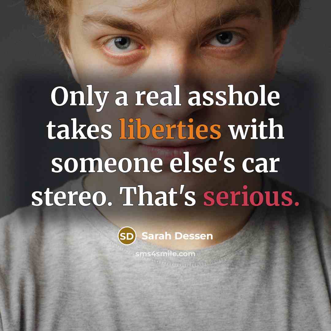 “Only a real asshole takes liberties with someone else's car stereo. That's serious.” quote by Sarah Dessen