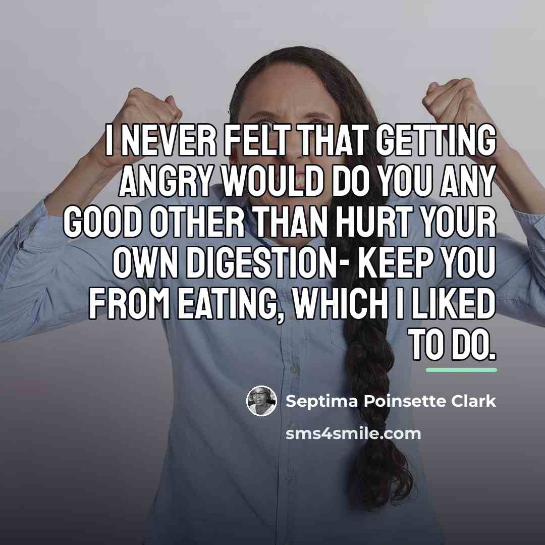 “I never felt that getting angry would do you any…” quote by Septima Poinsette Clark