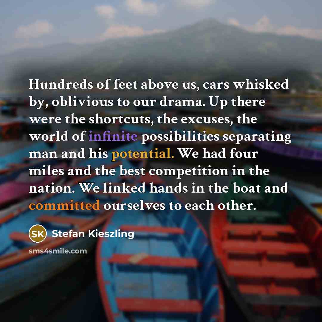 “Hundreds of feet above us, cars whisked by, oblivious to…” quote by Stefan Kieszling