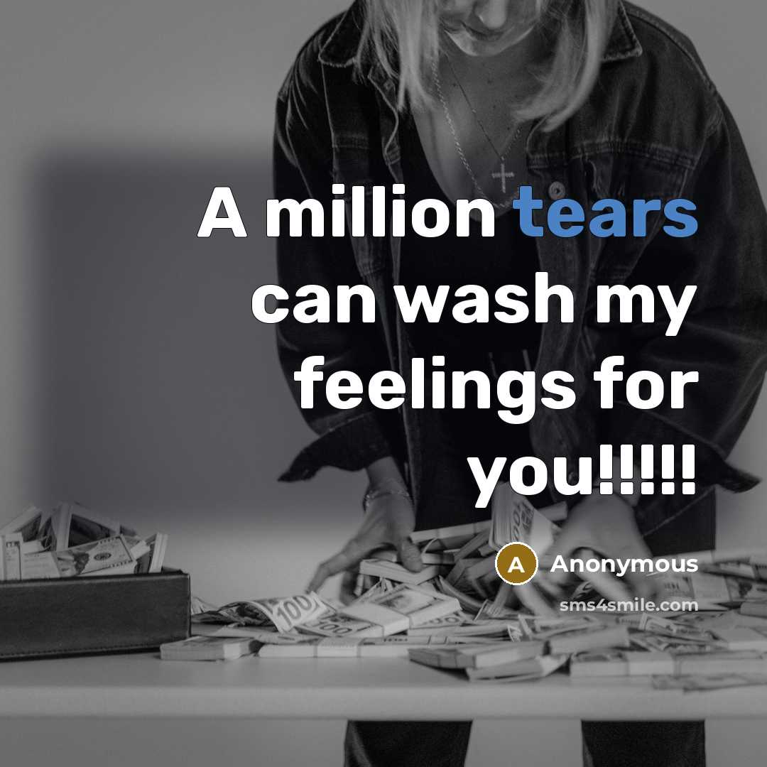 “A million tears can wash my feelings for you!!!!!…” quote by Anonymous