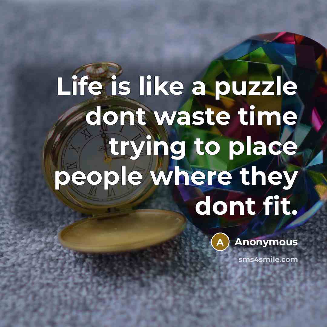“Life is like a puzzle dont waste time trying to…” quote by Anonymous
