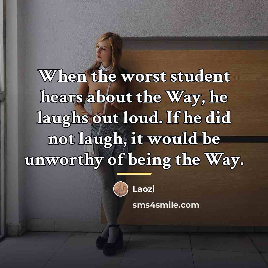 “When the worst student hears about the Way, he laughs…” quote by Laozi