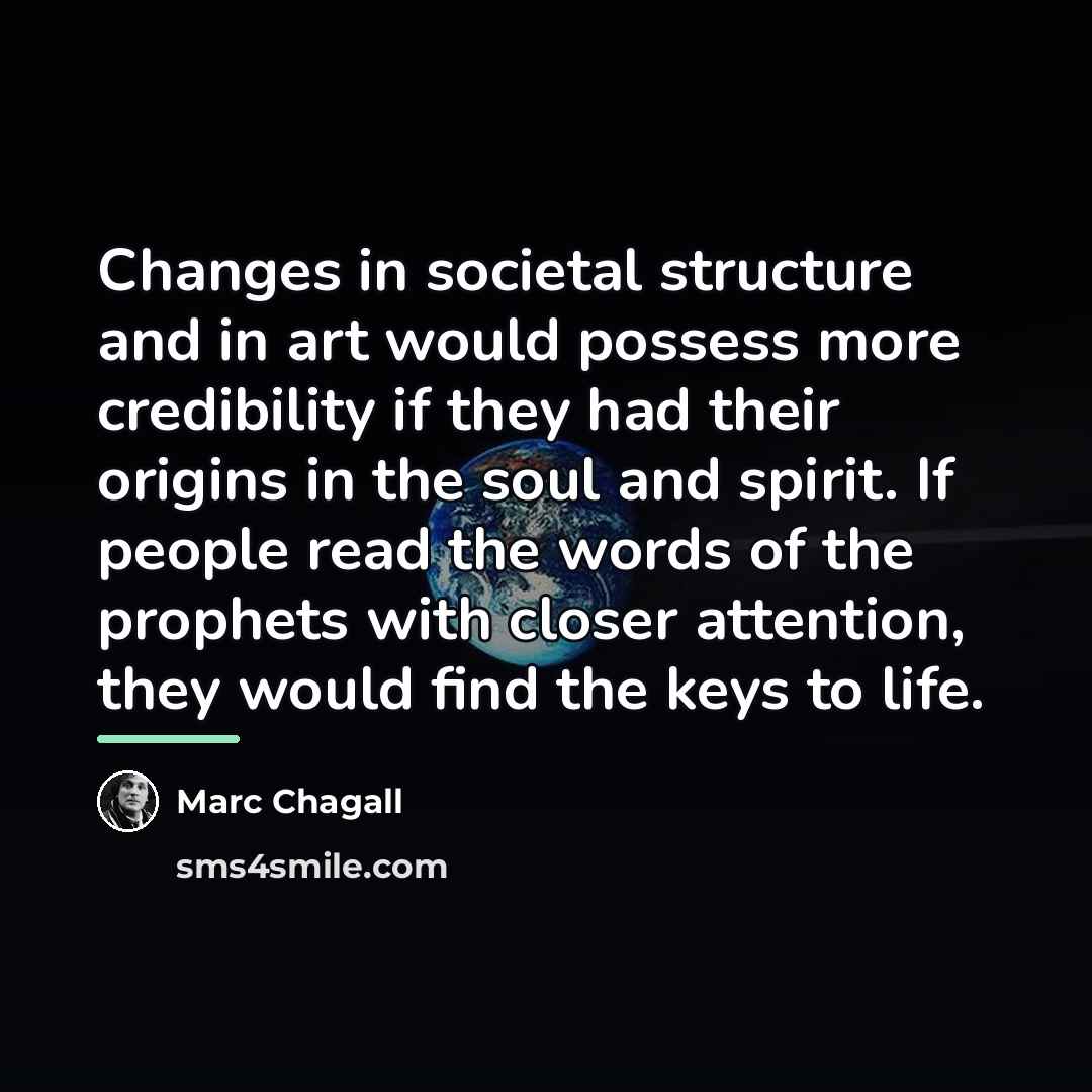 “Changes in societal structure and in art would possess more…” quote by Marc Chagall