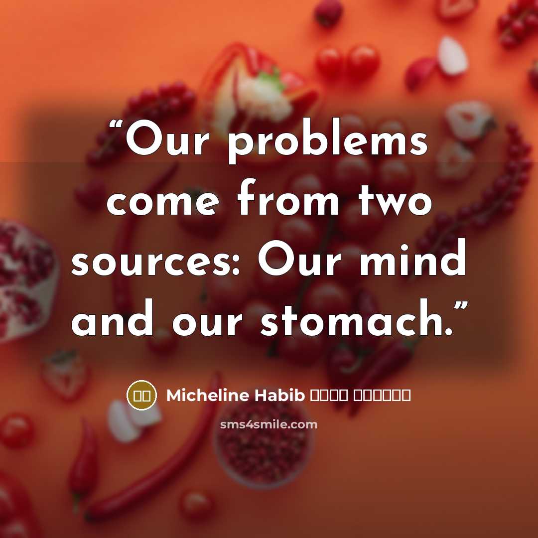 “Our problems come from two sources: Our mind and our stomach.” quote by ميشلين حبيب Micheline Habib