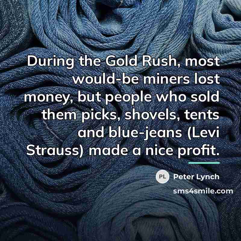 “During the Gold Rush, most would-be miners lost money, but…” quote by Peter Lynch