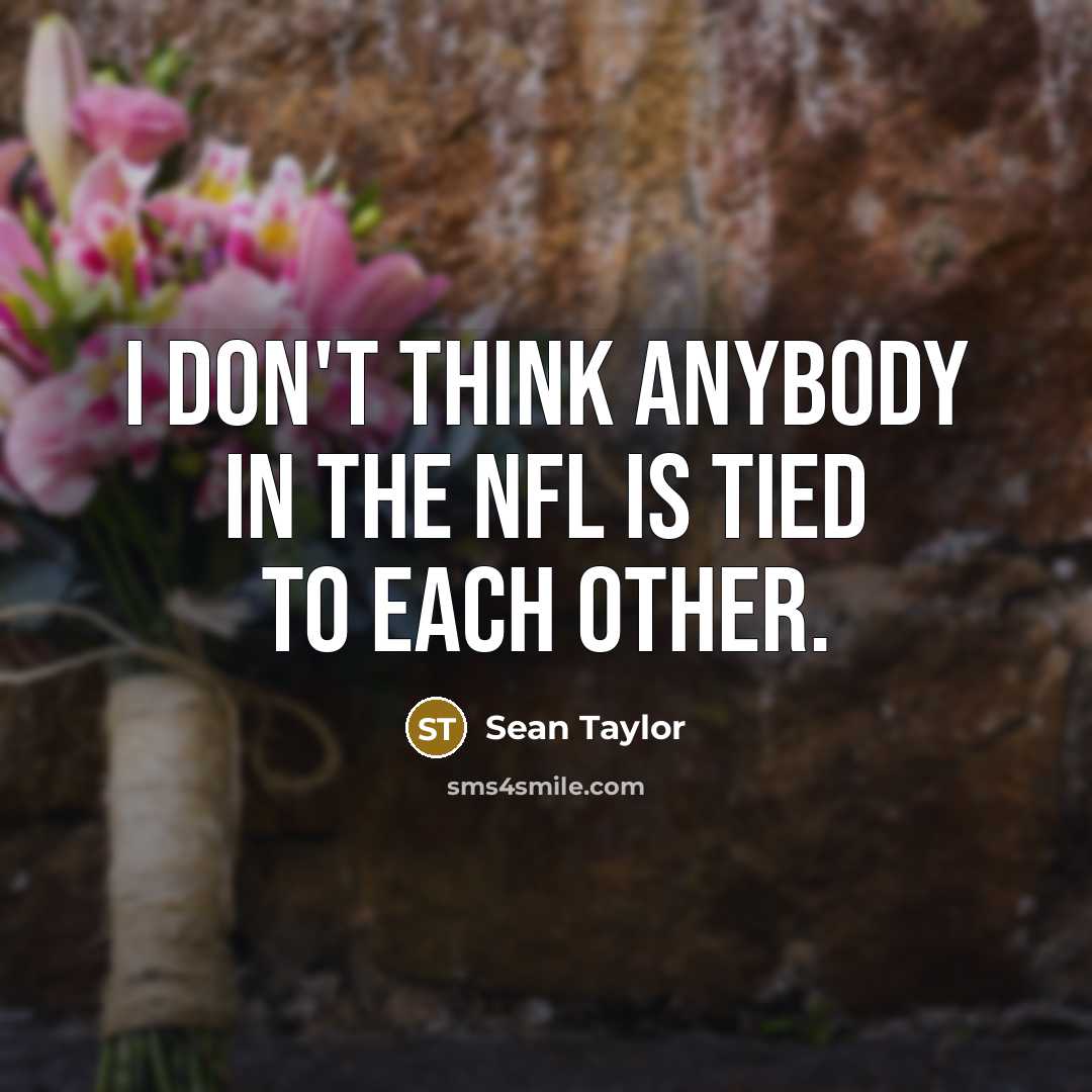“I don't think anybody in the NFL is tied to…” quote by Sean Taylor