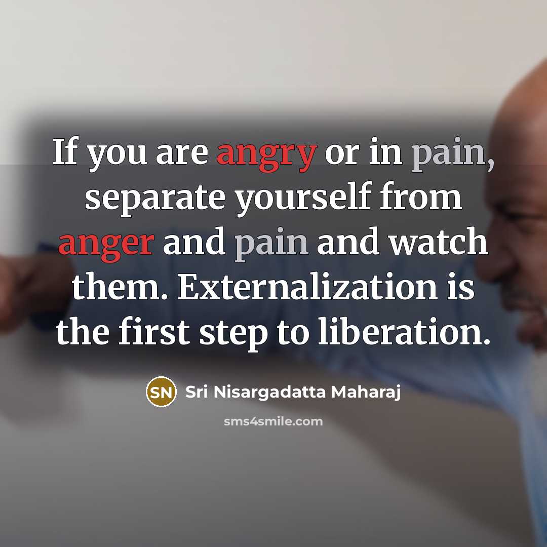 “If you are angry or in pain, separate yourself from…” quote by Sri Nisargadatta Maharaj