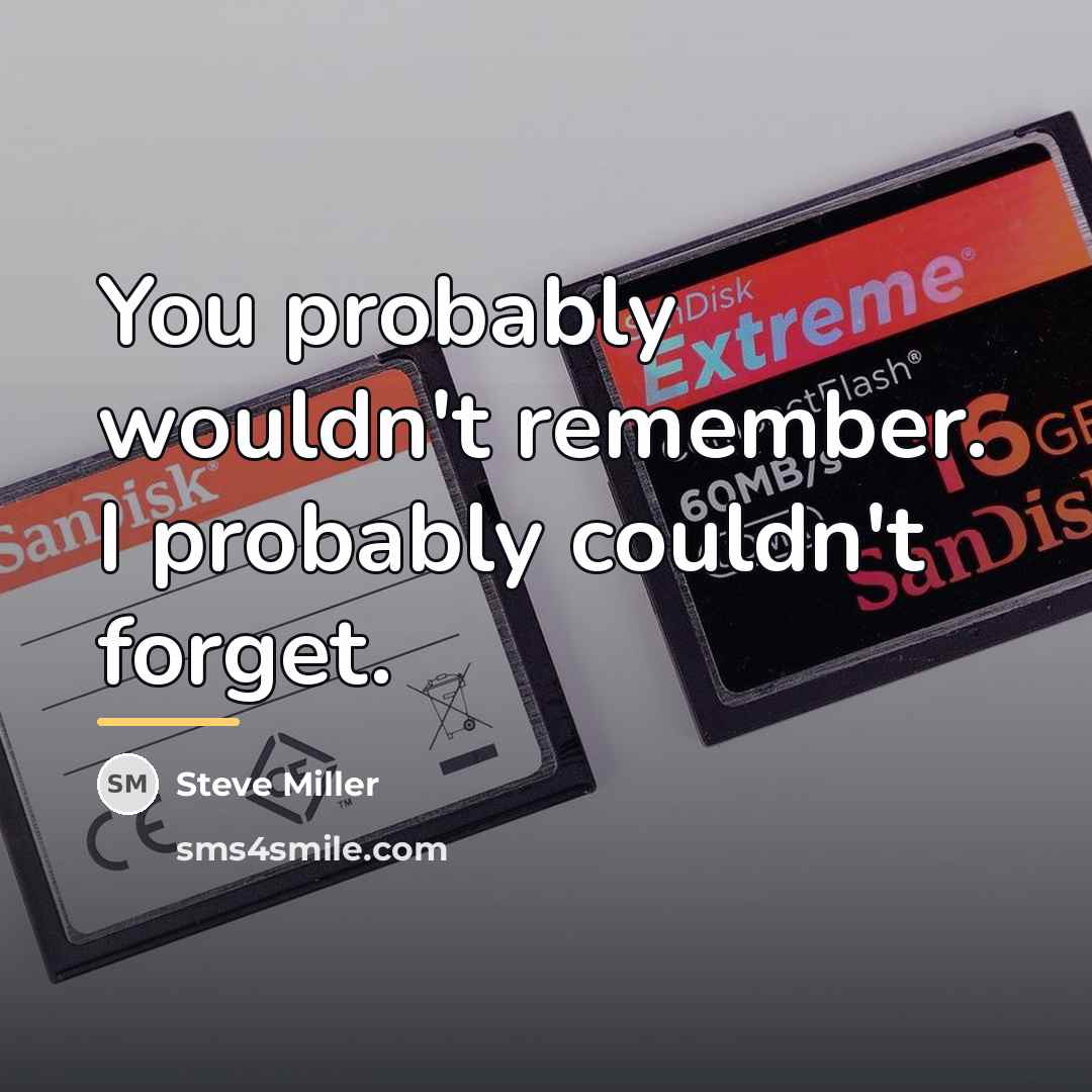 “You probably wouldn't remember. I probably couldn't forget.…” quote by Steve Miller