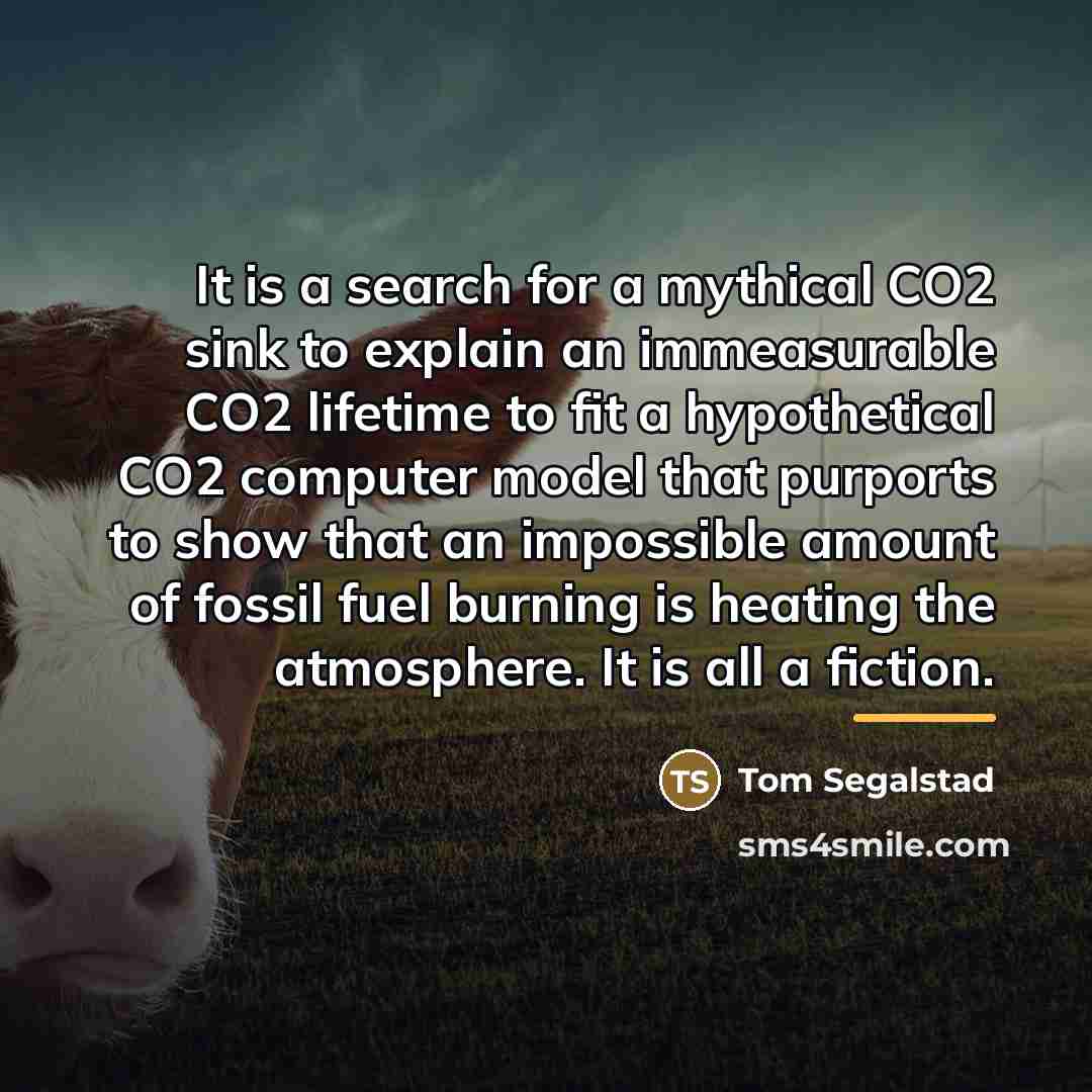 “It is a search for a mythical CO2 sink to…” quote by Tom Segalstad