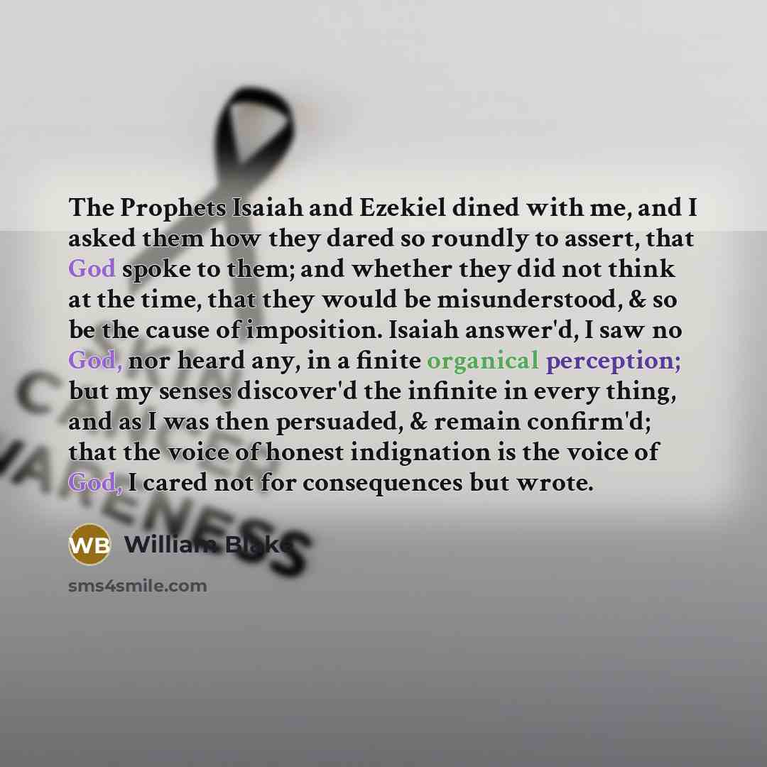 “The Prophets Isaiah and Ezekiel dined with me, and I…” quote by William Blake