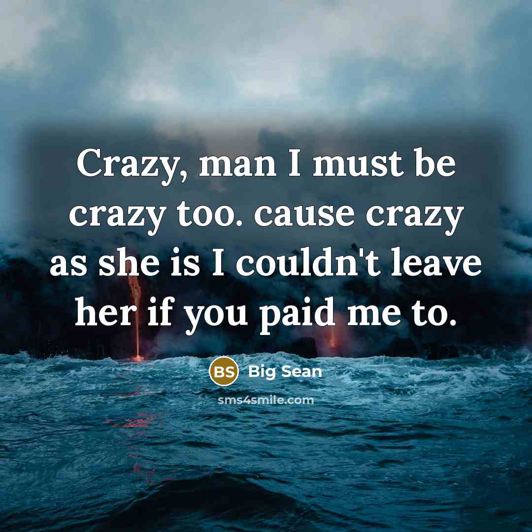 “Crazy, man I must be crazy too. cause crazy as…” quote by Big Sean