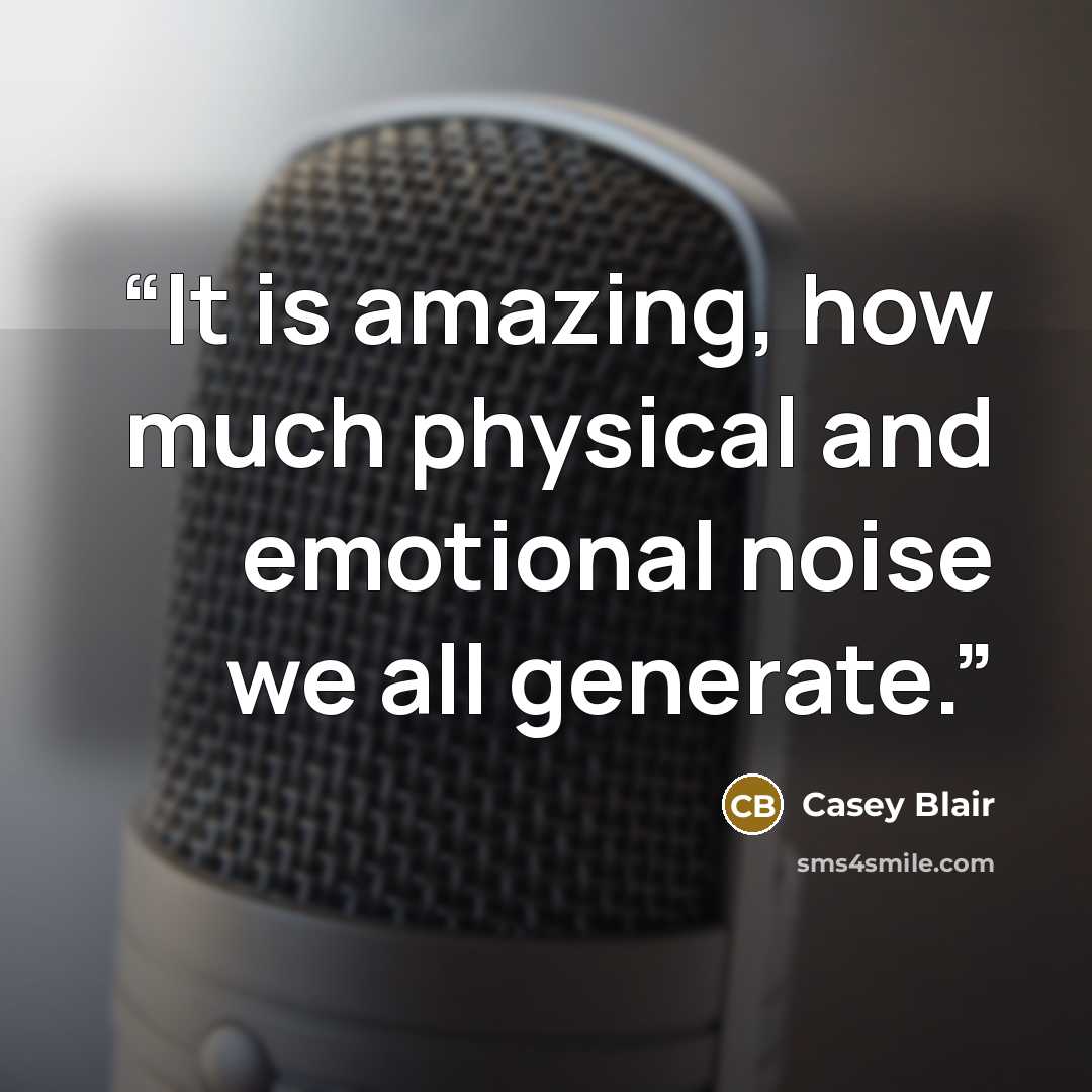 “It is amazing, how much physical and emotional noise we all generate.” quote by Casey Blair