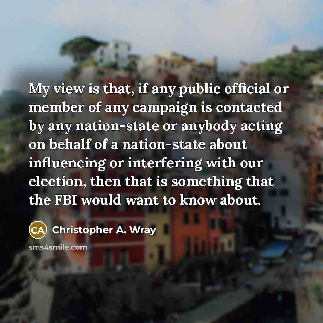 “My view is that, if any public official or member…” quote by Christopher A. Wray