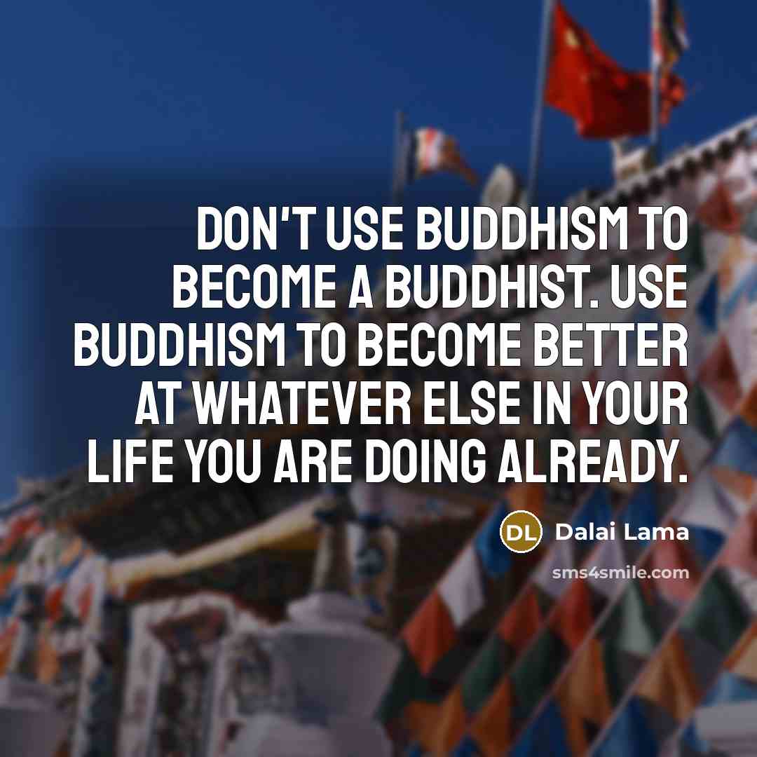 “Don't use Buddhism to become a Buddhist. Use Buddhism to…” quote by Dalai Lama